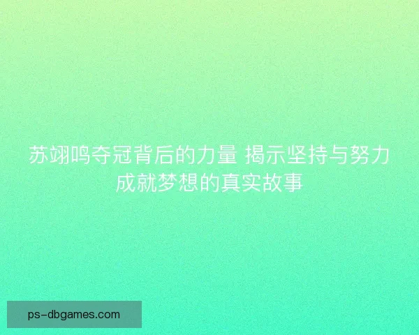 苏翊鸣夺冠背后的力量 揭示坚持与努力成就梦想的真实故事